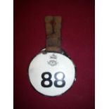 Enamel Darlington drivers badge with leather fob No 88