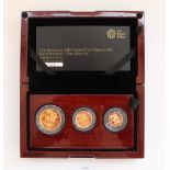 The Sovereign 2015 Three Coin Gold Proof Premium Set, Fifth Portrait First Edition. Encapsulated