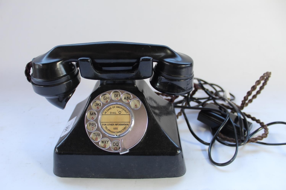 Bakelite black telephone 232, 1941 converted to modern exchange