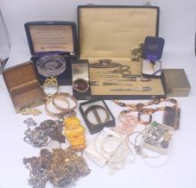 Continental silver manicure set with repousse detail, stamped 800, boxed, costume jewellery