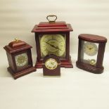 Staiger, late c20th Georgian style quartz Westminster chiming mantle clock, H 34cm & 3 other