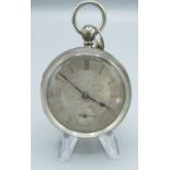 C. E. Gawne Barrow in Furness, silver open faced key wound and set pocket watch, with silvered