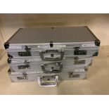 Three aluminium flight cases, with combination lock, foam padded interior, and instructions (3)