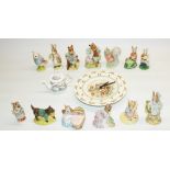 Nine Royal Albert Beatrix Potter figures including John Joiner, Timmy Tiptoes, etc., two Beswick