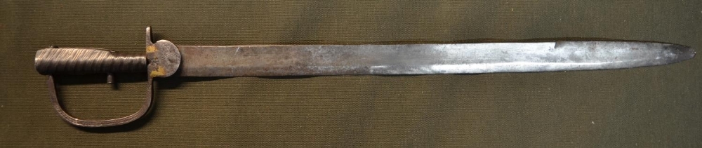 Unusual continental style Brunswick sword type bayonet, with21.5" blade and side slot mounts, button