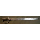 Unusual continental style Brunswick sword type bayonet, with21.5" blade and side slot mounts, button