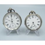 Retailed by J. W. Benson of London, Swiss silver open faced key wound and set pocket watch, Swiss