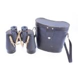 Pair of REL Canada 1944 military field binoculars with broad arrow mark and case