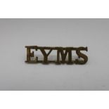 Brass E.Y.M.S cap badge