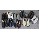 Ten pairs of ladies shoes of various styles including court shoes, lace up ankle boots, brogues, etc