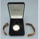 Accurist gold cased automatic wristwatch with date, signed silvered dial with applied baton hour