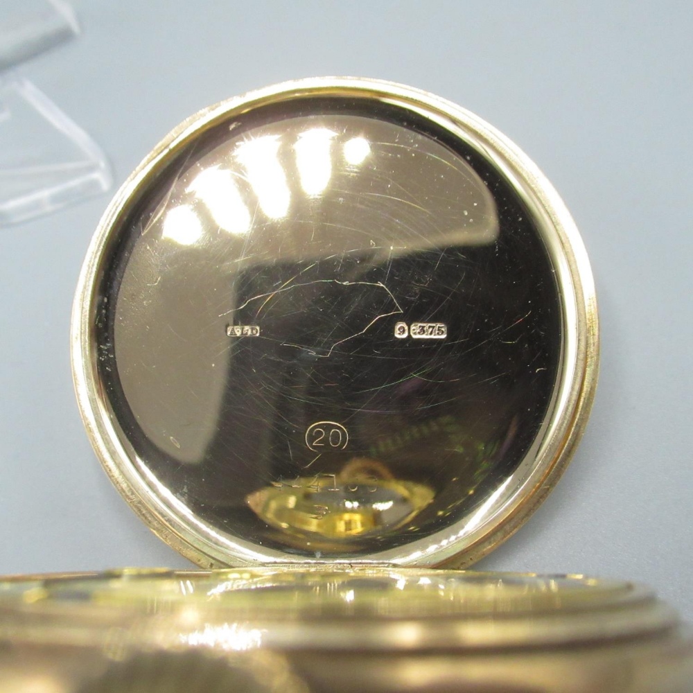 Geo. V 9ct gold hallmarked keyless wound and set open face pocket watch by J. W. Benson London, - Image 3 of 4