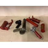 Various antique fire extinguishers and canisters (7)