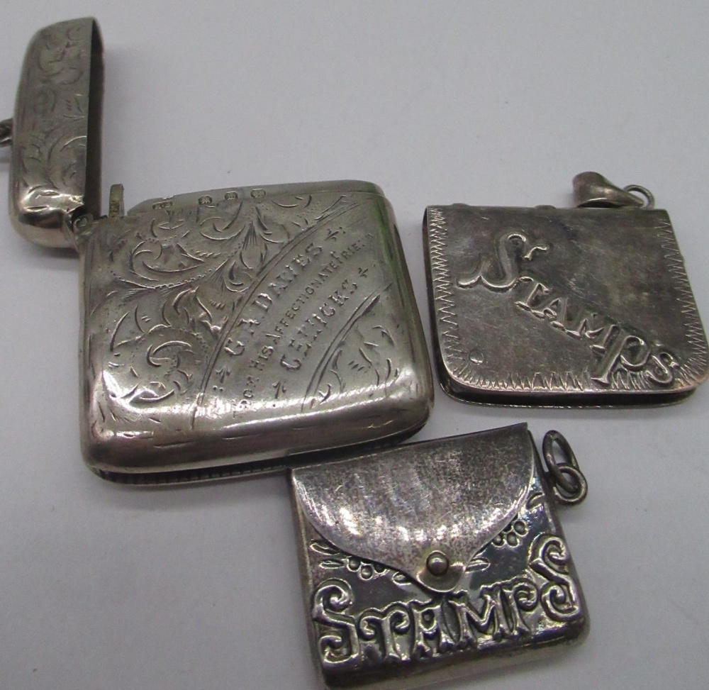 Victorian hallmarked Sterling silver vesta with engraved acanthus detail and personalised engraving, - Image 2 of 2