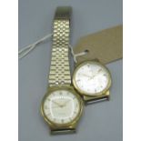 Two Timex Electric wristwatches in gold plated cases (untested)