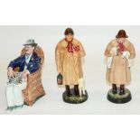 Three Royal Doulton figures: 'Taking Things Easy' HN 2677, 'Lambing Time' HN 1890, and 'The