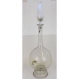 C19th chemists apothecary tall glass Carboy in bottle form with domed foot and faceted pear shape