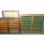 4 large wood and glass wall hanging display cabinets suitable for model trains, figures, vehicles