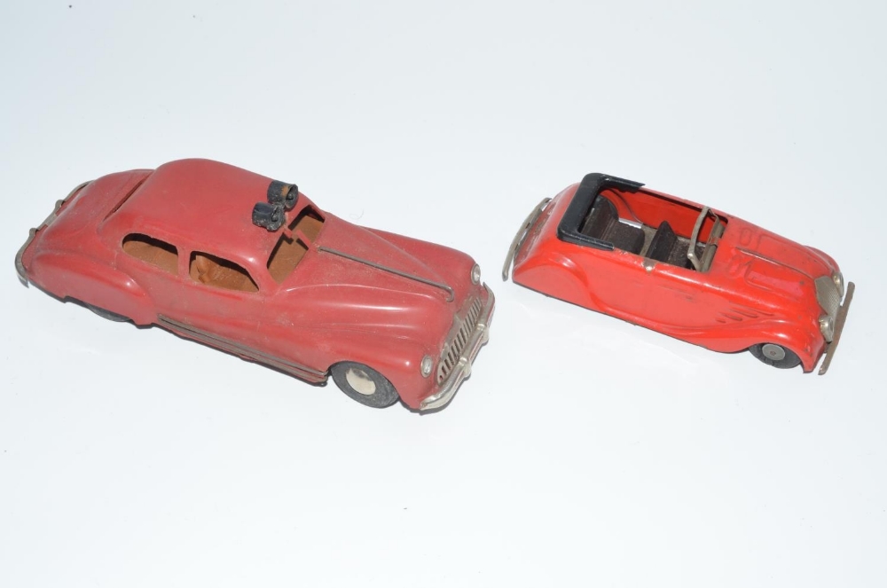 Two Tri-Ang Minic clockwork model cars, both in fair working order, one convertible full tinplate ( - Image 2 of 6