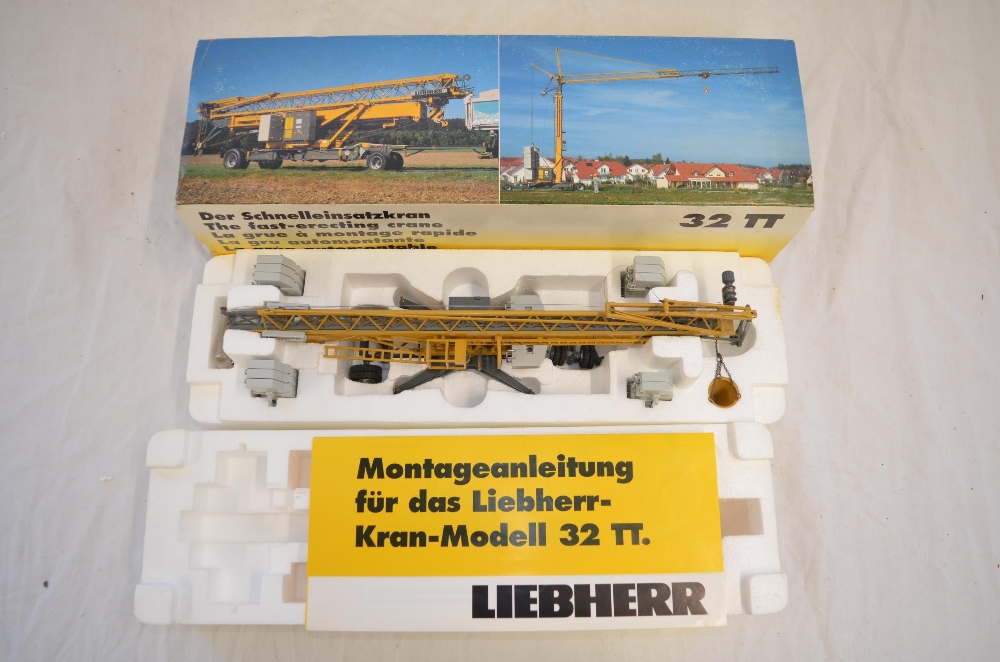 Boxed 1/50 scale diecast Liebherr 32 TT fast erecting crane model by NZG (model no 521). Good