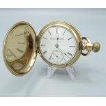 Elgin, G. M. Wheeler rolled gold hunter cased keyless wound and lever set pocket watch, signed