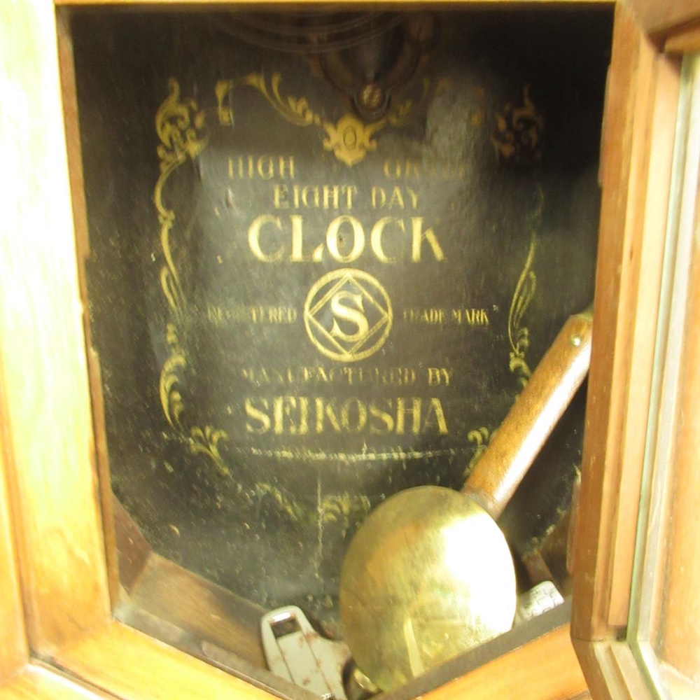 Early C20th carved oak cased wheel barometer, and thermometer, H73cm, late C19th Ansoia Regulator, - Image 4 of 4