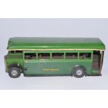 Vintage tinplate Tri-Ang Minic Greenline single deck clockwork bus model, tested and in fair working