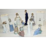 Ten Nao porcelain figurines, two with original boxes, and a Royal Doulton Images figurine 'God Bless