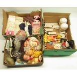 Collection of dolls and dolls hair (3 boxes)