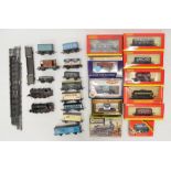 Collection of OO gauge railway wagons and a single electric Hornby 0-6-0 tank engine (and a built up