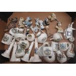 Collection of Wade whimsies including Disney characters, tortoises, panda etc. and crested china