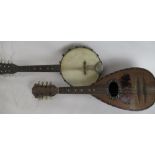 Ferrari & Co of Napoli 8 string mandolin decorated with mother of pearl, with segmented bent