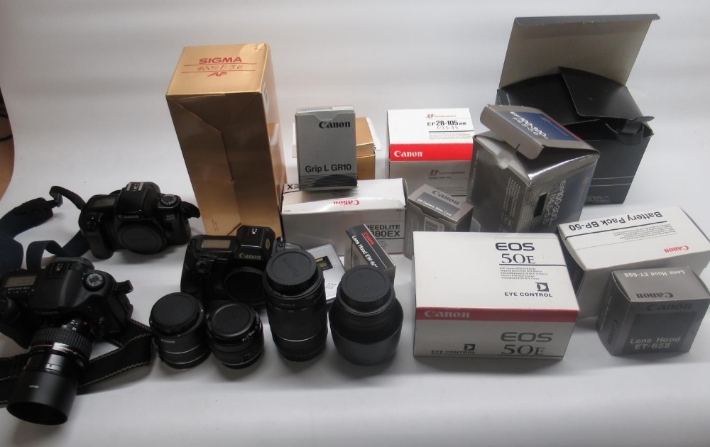 Seletion of cameras , lenses, accessories and other equipment including Canon EOS 1000F, Canon EOS