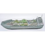 Large home made wood plastic and metal 1/35 US landing craft with added radio control gear (A/F) and