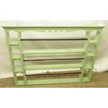 C19th green painted oak three tier plate rack W140.5cm H104cm D14.5cm