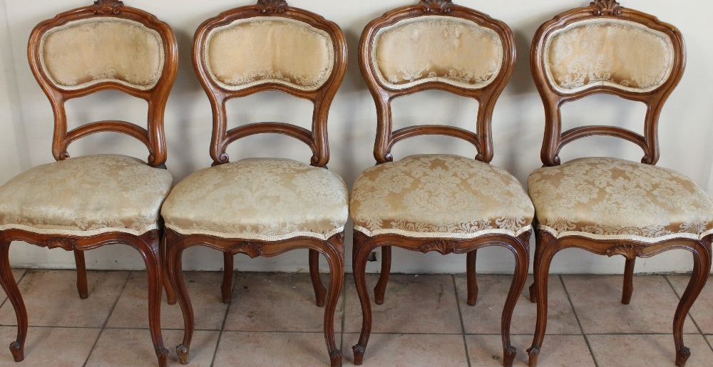 Late C19th Louis XV style walnut salon suite comprising two seater canape with scrolled frame and - Image 8 of 8