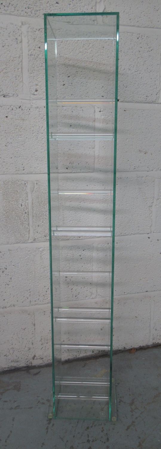 Greenapple clear glass openwork CD tower, W17cm D17cm H107cm