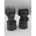 A pair of Wedgwood Royal Silver Wedding, 1947-1972 busts of HRH The Duke of Edinburgh KG in black