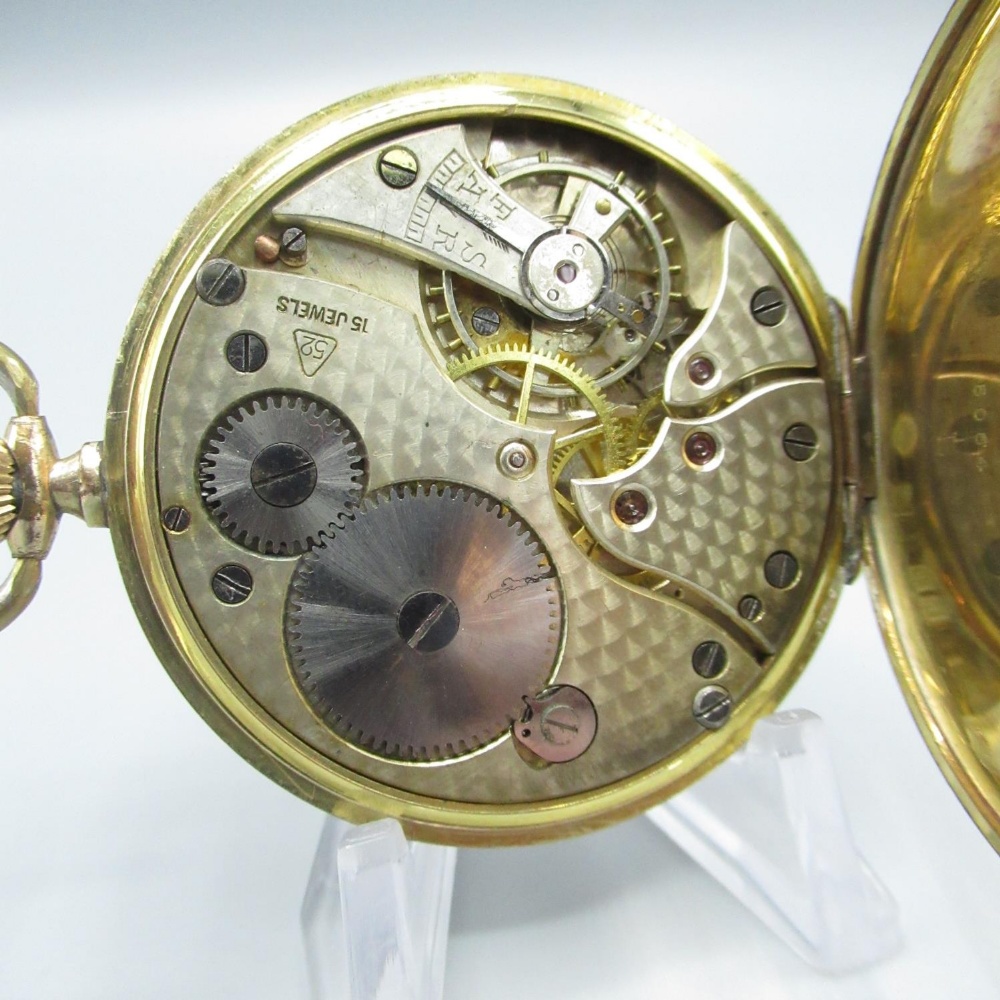 Grosvenor 1930s rolled gold open face keyless wound and set pocket watch, with silvered engine - Image 7 of 7