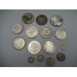 Collection of European silver coins, mostly French and Belgian, including 1842 5 Franc silver