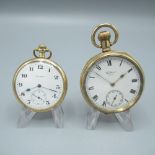 Waltham Marquis early C20th rolled gold open face keyless wound and set pocket watch, signed white