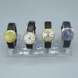 Accurist Shockmaster hand wound wristwatch with date, Excalibur hand wound wristwatch with date,