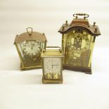 Schatz c20th 8 day carriage clock type timepiece with signed painted dial, visible escapement,
