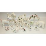 Plichta Pottery ceramic animals including rabbits, giraffes, polka dot terrier, etc., printed