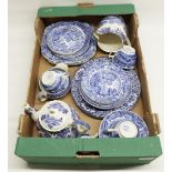 Collection of Spode Blue Italian and other blue and white tea and dinner ware, (1 box)