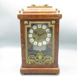 F. Mouthe c20th French Empire style mantle clock, with cast brass scroll handle, inlaid caddy top,