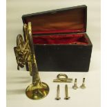 C19th French cornet stamped 'Leroy Paris', mouthpiece stamped 'C. Higham Maker' & an unmarked