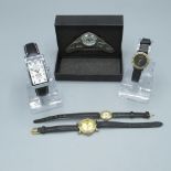 Ladies Smiths 17 Jewel hand wound wristwatch in gold plated case, chrome plated tank cased quartz