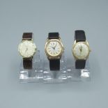Lanco hand wound wristwatch with signed dial, gold plated case with stainless steel screw off case