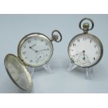 Moeris silver open faced keyless wound and set pocket watch, with white enamelled Arabic dial,